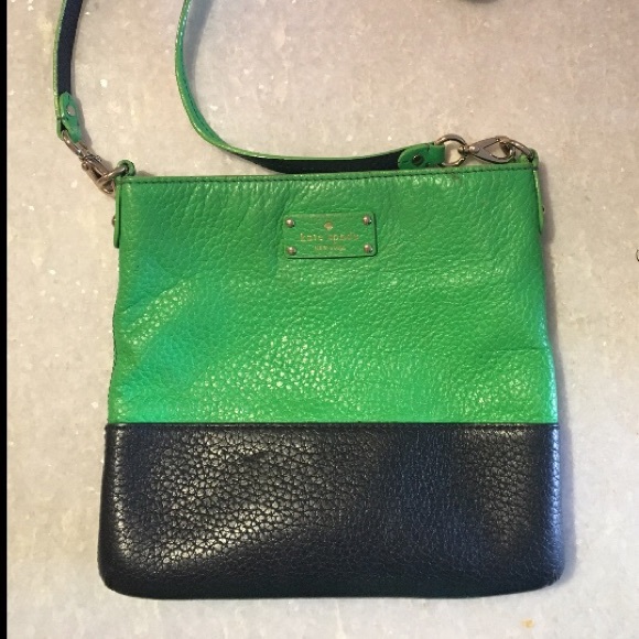 Used Kate Spade Green and Navy Crossbody Bag - Picture 1 of 7